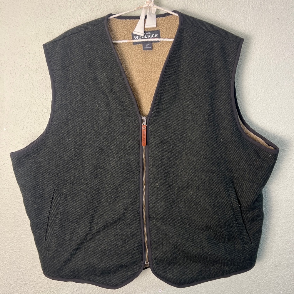 Woolrich Wool Sherpa Lined Green/ Black Vest Men’s 2XL